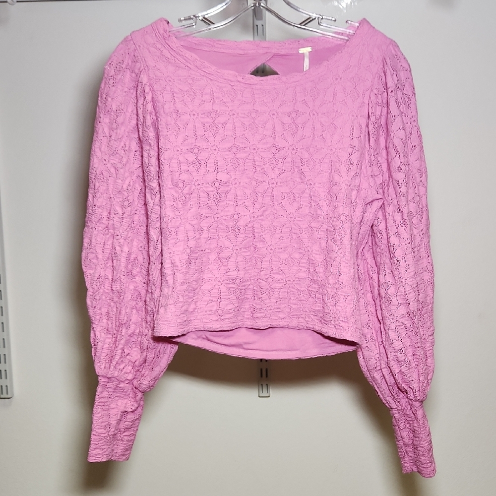 Free People | Pink Lace Blouse | S